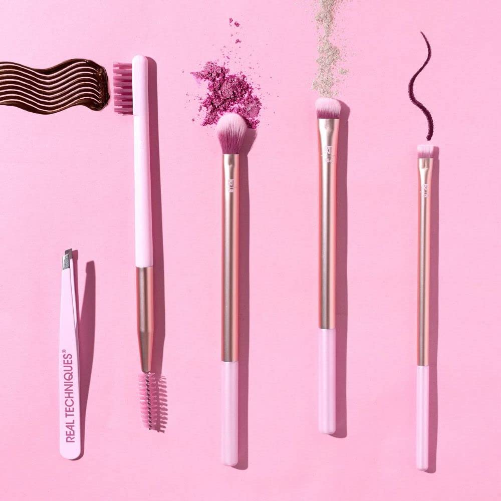 Naturally Beautiful Eye Set by Real Techniques for Women - 5 Pc Tapered Shadow Brush - 355, Brow Highlighter Brush - 354, Flat Liner Brush - 326, Brow Beauty & Personal Care Real Techniques