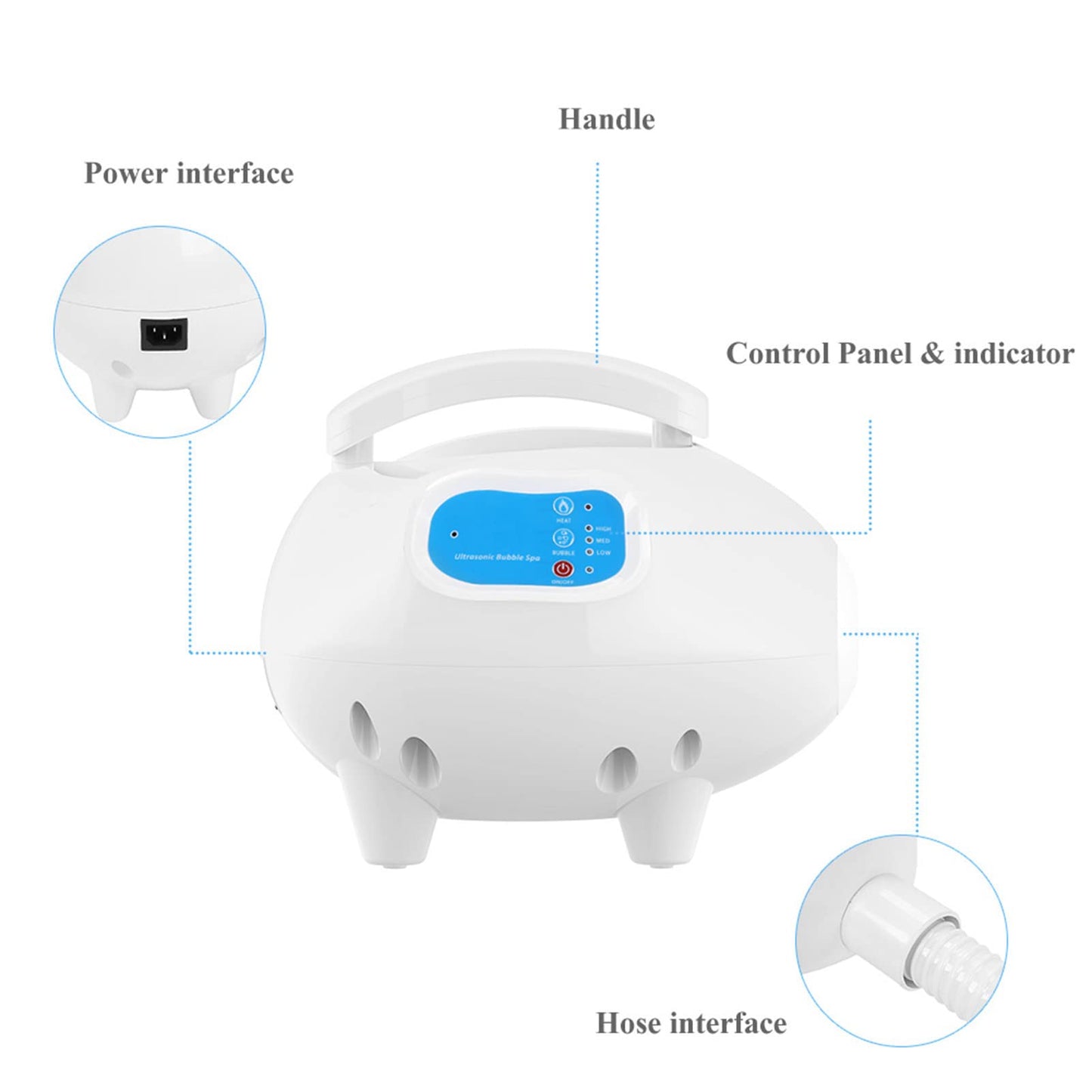 Bubble Bath Mat Tub Spa Massager Adjustable Bubble Settings and Massage Machine with Air Hose Antislip, Non Slip Suction Cups for Home Relaxation Beauty and Personal Care Yosoo