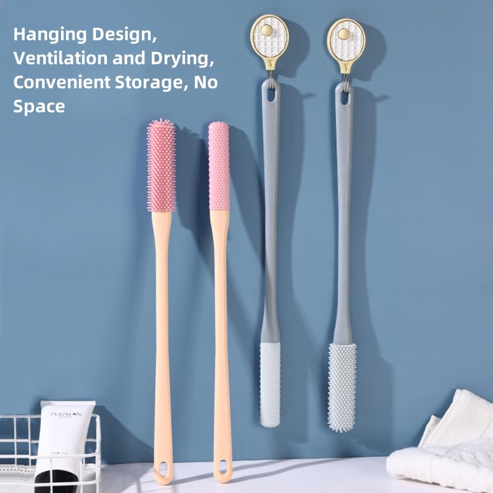 RLRY Toe Cleaning Brush, Foot Scrubber with 15.7" Long Handle Silicone Foot Brush Soft Skin Exfoliation Lotion Applicator for Foot Seniors,Elderly Beauty and Personal Care RLRY