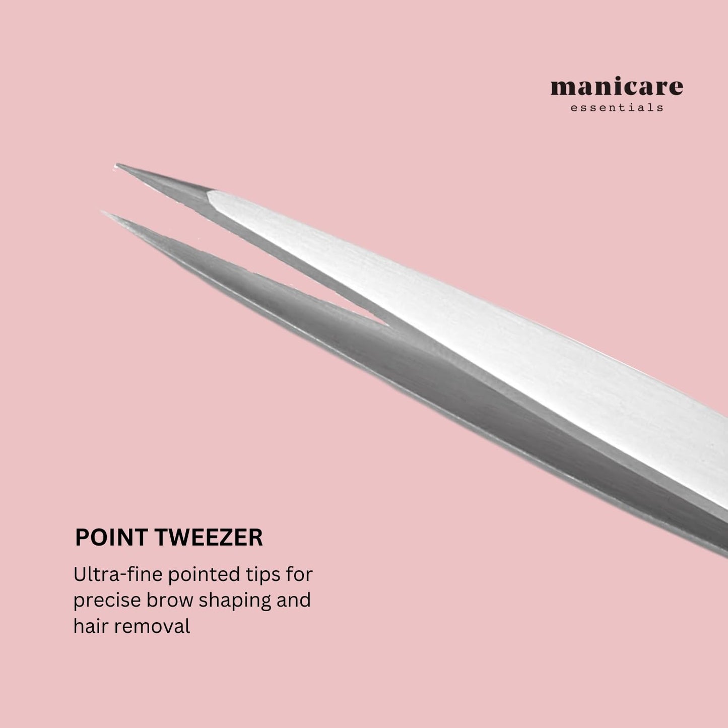 Manicare Point Tweezer - Surgical Grade Stainless Steel, Sharp Pointed Tips, Precision Plucking, Eyebrow Tweezing, Removes Unwanted Facial Hair Beauty and Personal Care Manicare