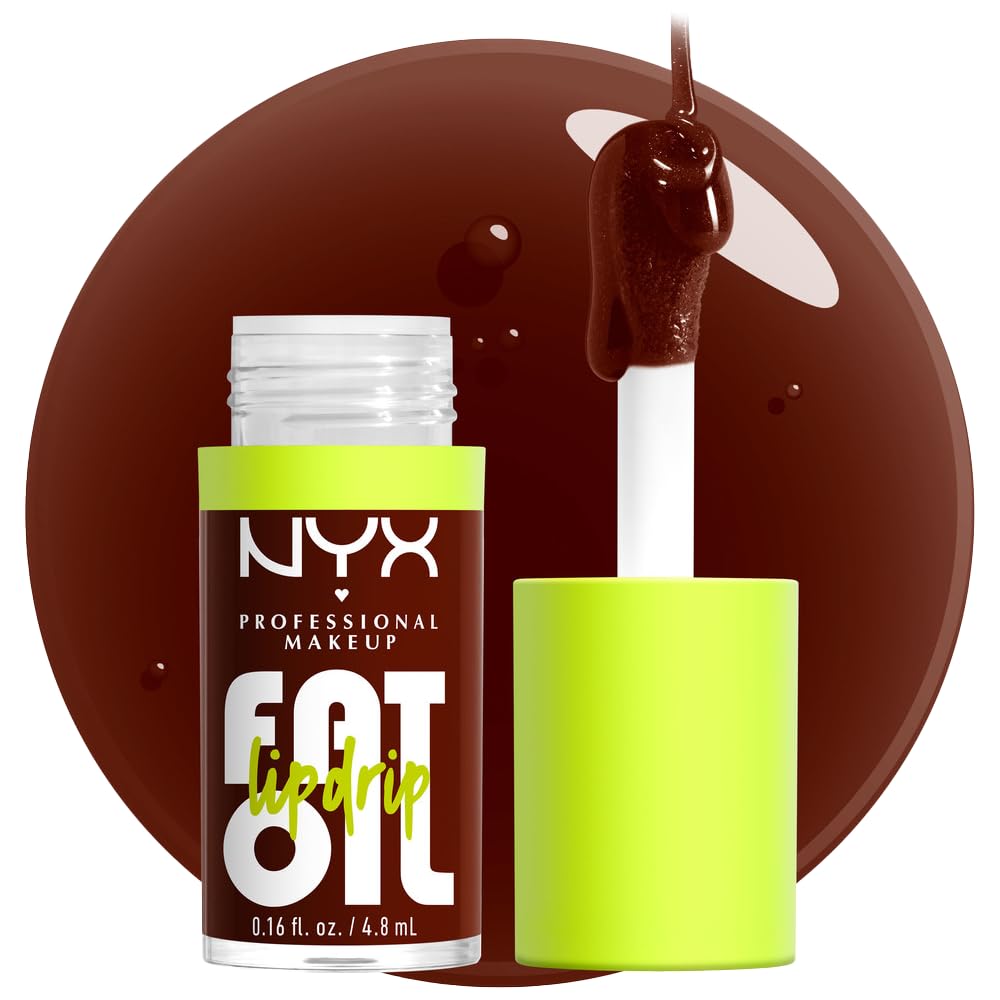 NYX PROFESSIONAL MAKEUP Fat Oil Lip Drip, Moisturizing Lip Oil Gloss, Vegan Tinted Formula, Up to 12 HR Hydration - Status Update (Rich Chocolate) Beauty & Personal Care NYX PROFESSIONAL MAKEUP