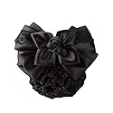 Women Hair Bun Cover Net Snood Hairnet Bowknot Decor Satin Bow Barrette French Hair Clip Bow Ribbon Flower Hair Accessories For Stewardess Banks Beauty & Personal Care NATUWORLD