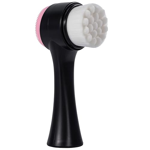 Beomeen Face Brush 2 in 1, Facial Cleansing Exfoliating Scrubber Brush, Silicone Double Side Face Wash Scrub Brush with Super Soft Bristles for Deep Beauty & Personal Care Beomeen