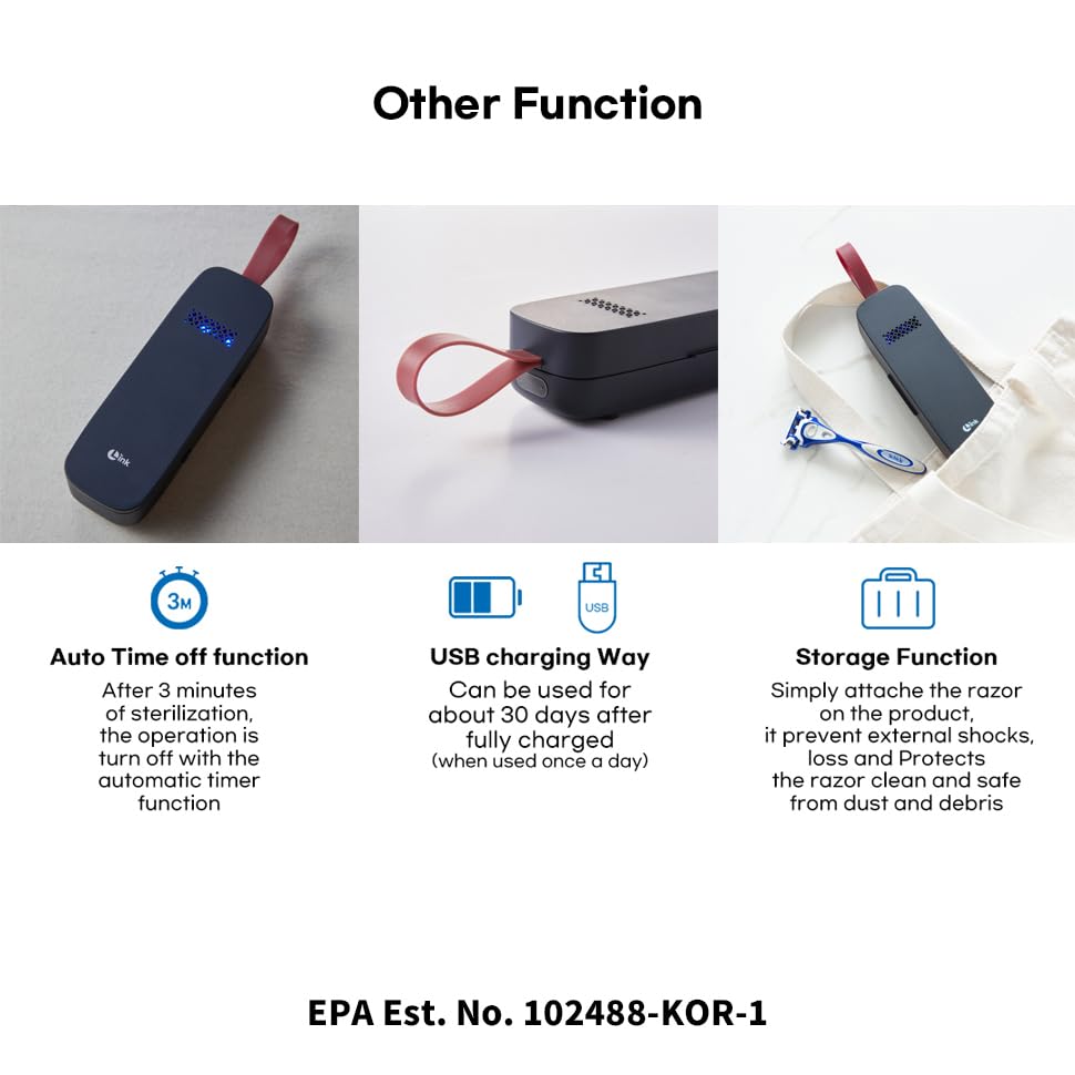 LINK Portable Razor Case UV-C LED Technology & Cleaning Pad L-S101 / Carrying Case Protector / USB Charging Way / Auto Self-Care System Beauty and Personal Care LINK Innovation