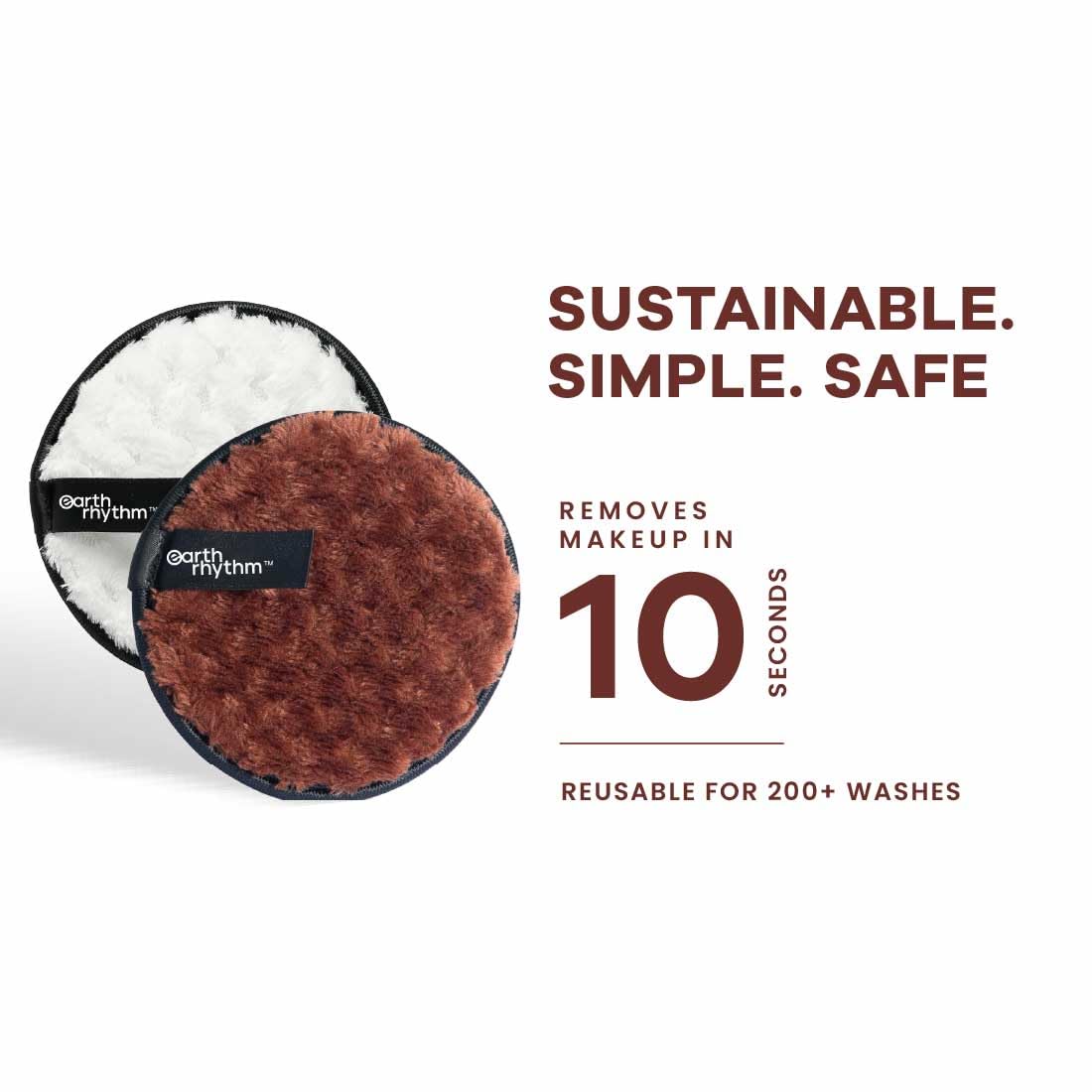 Earth Rhythm Reusable Makeup Remover Cleansing Pads Easily Removes Stubborn Face & Eye Makeup Multifunctional, Safe for Oily, Dry or Sensitive Skin Beauty & Personal Care Earth Rhythm