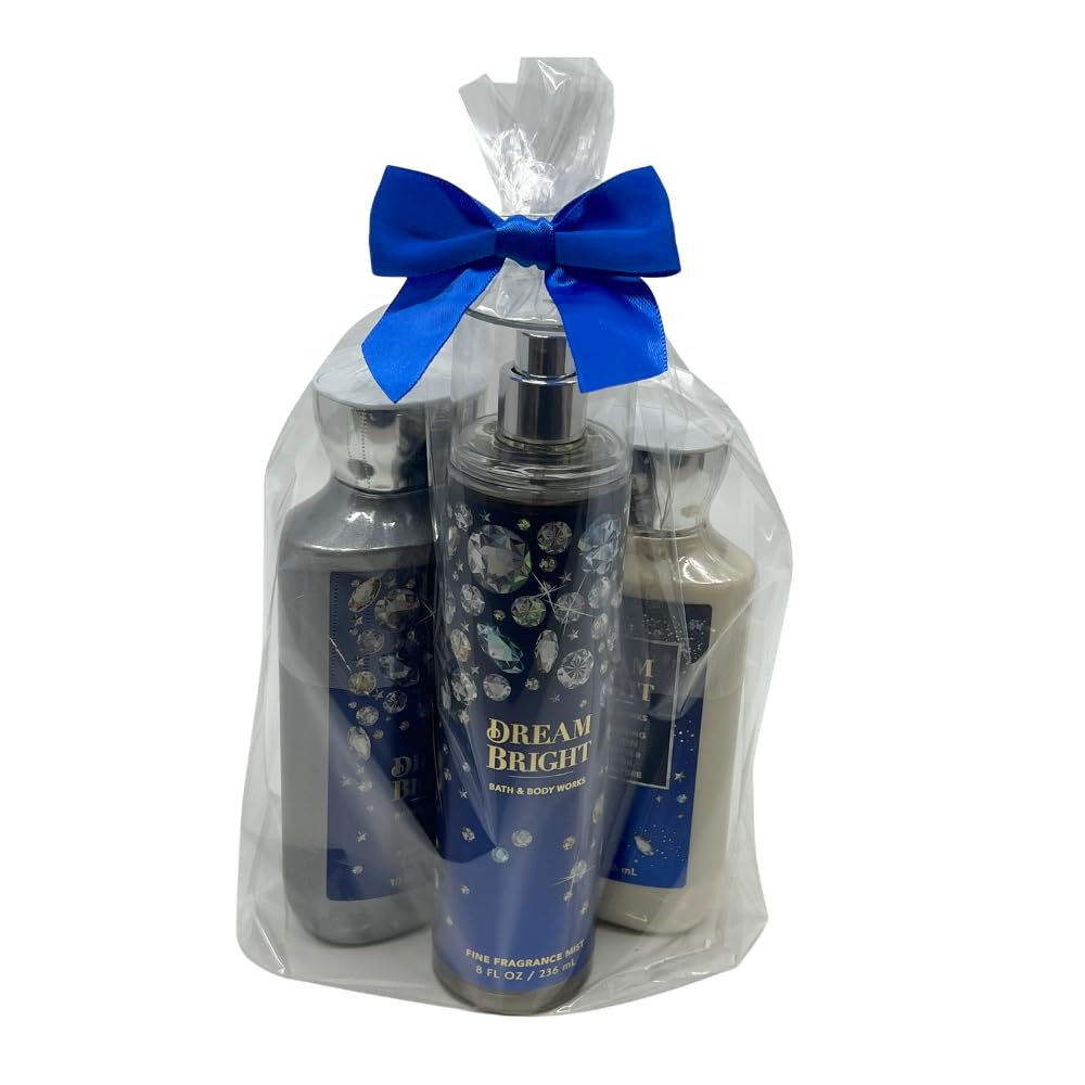 Bath & Body Works DREAM BRIGHT 3-piece Gift Set with a Blue Bow for Holidays & Gifts - Shower Gel, Mist & Body Lotion Beauty & Personal Care Bath & Body Works