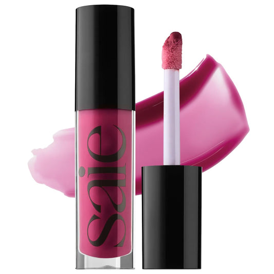 Saie Glossybounce - Hydrating Lip Gloss and Tinted Lip Oil Hybrid with Hyaluronic Acid & Jojoba Oil for Non-Sticky, Ultra-Shiny, Plump & Soft Lips - Beauty & Personal Care Saie