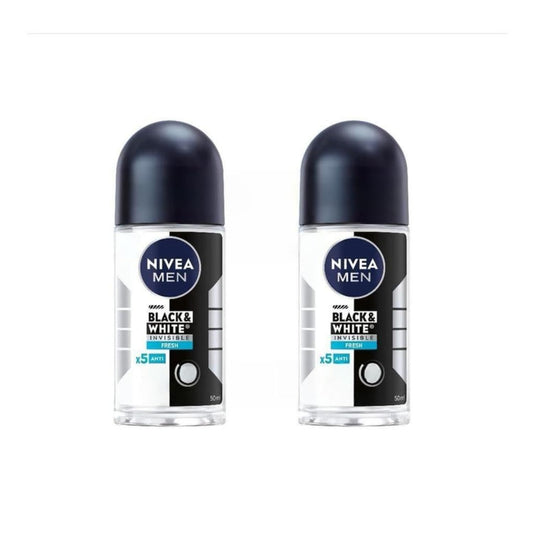 Nivea Men's Black & White Fresh Roll-On Deodorant - 1.69 fl oz - Pack of 2 Beauty and Personal Care NIVEA