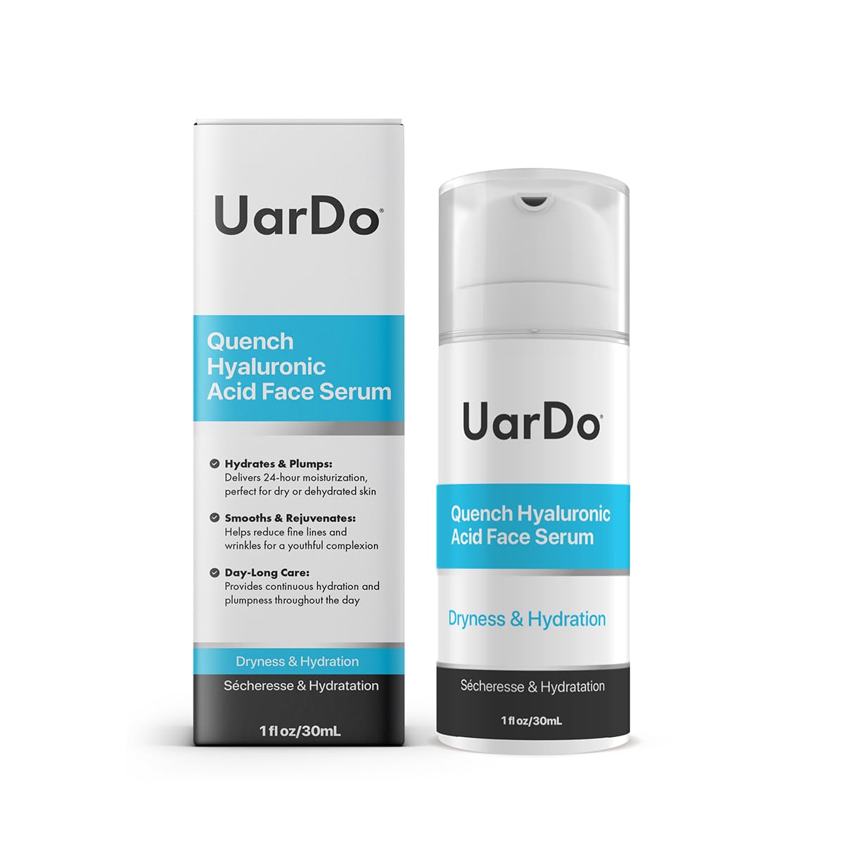 Uardo Quench Hyaluronic Acid Face Serum 1 Fl Oz/ 30 ml - usn106 | For Dry & Dehydrated Skin | Moisturizing | Aids w/Wrinkles & Fine Lines | For Women Beauty & Personal Care Uardo