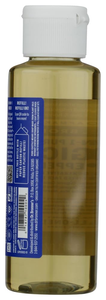 Dr. Bronners, Castile Soap Peppermint 18 In 1 Organic, 3.4 Fl Oz Beauty & Personal Care Dr. Bronner's