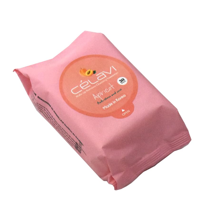 Celavi Makeup Remover Cleansing Wipes Removing Towelettes 2 Packs - 60 Sheets (Apricot) Beauty & Personal Care Celavi Cosmetics