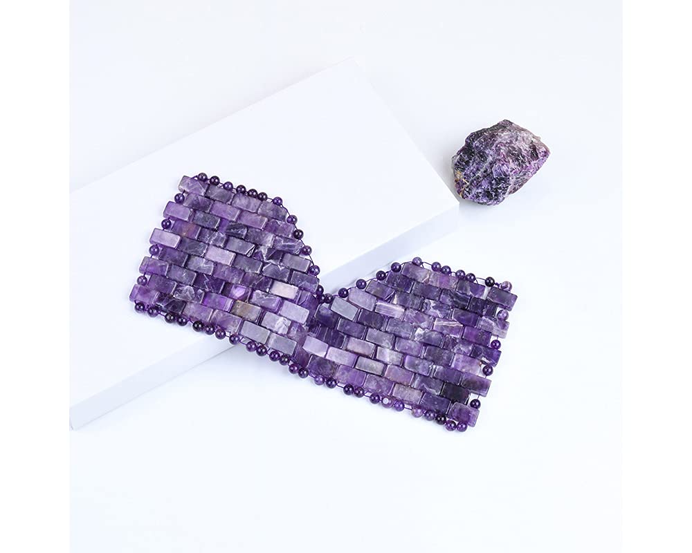 Amethyst Eye Mask for Fatigue Reduction Stress Relief 100% Amethyst Gemstone Cooling Eye Mask Lined w/Beads (Amethyst) Beauty & Personal Care Stone Story