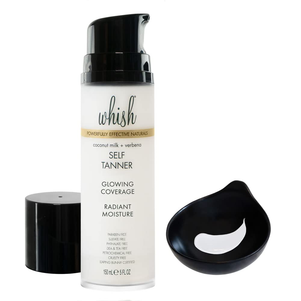Whish Beauty Coconut Milk and Verbena Self Tanner - Sunless Tanning Lotion for Face & Body - Moisturizes with Shea Butter, Mango Butter, & Aloe - Beauty & Personal Care Whish