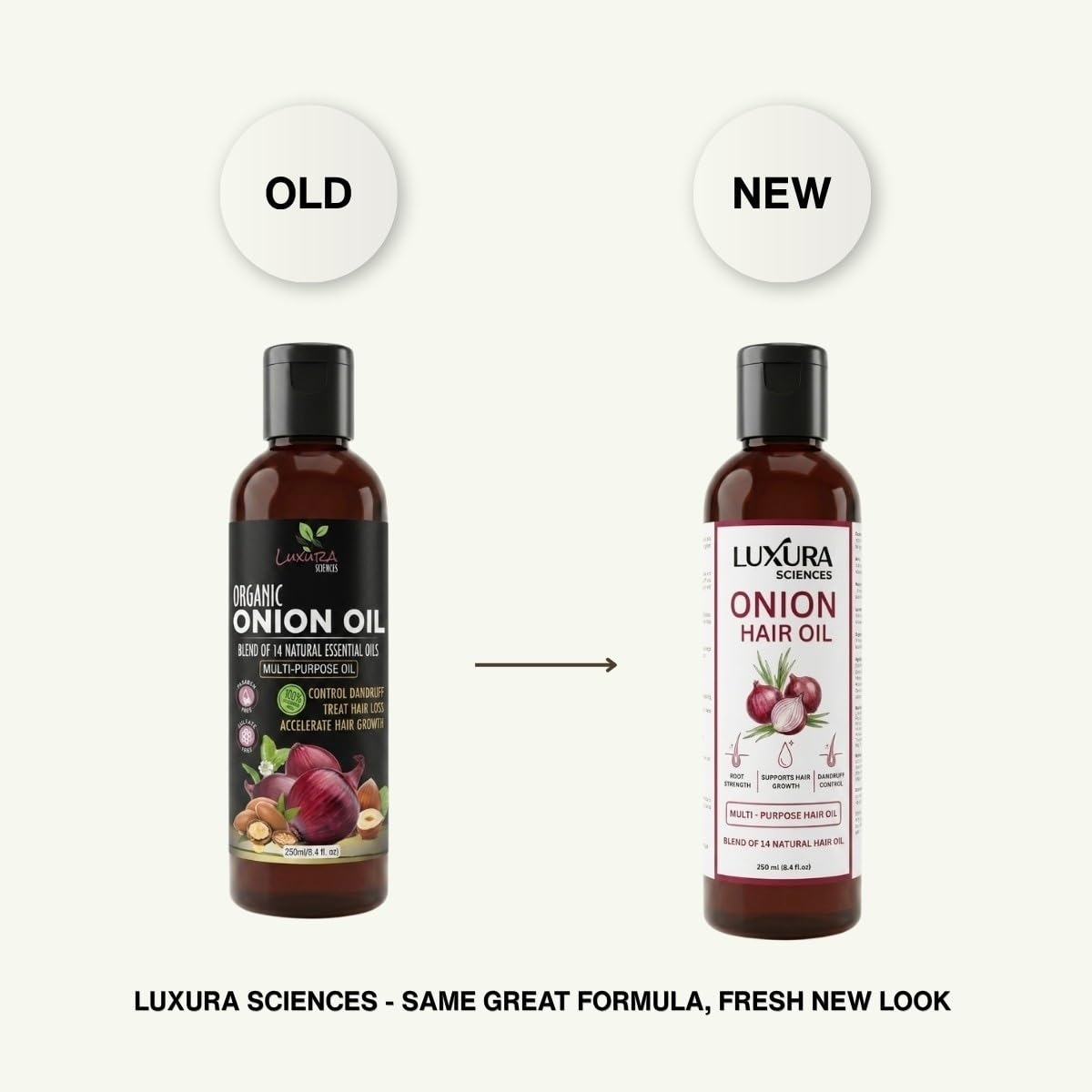 Luxura Sciences Organic Onion Oil | Controls Hair Loss, Dandruff, & Helps with Growth | Infused with 14 Essential Oils for Strong Roots | Sulfate-Free