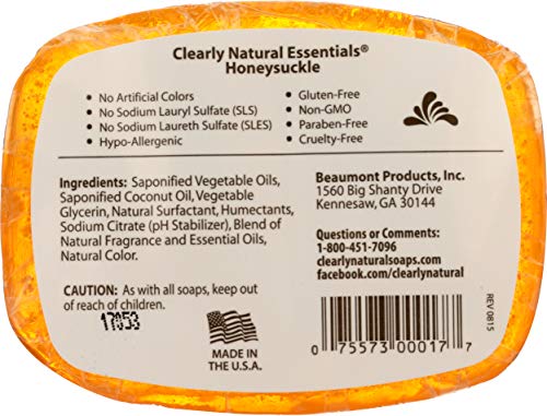 Clearly Natural, Glycerine Soap Bar, Honeysuckle, 4 oz (00017-7) Beauty & Personal Care Clearly Natural