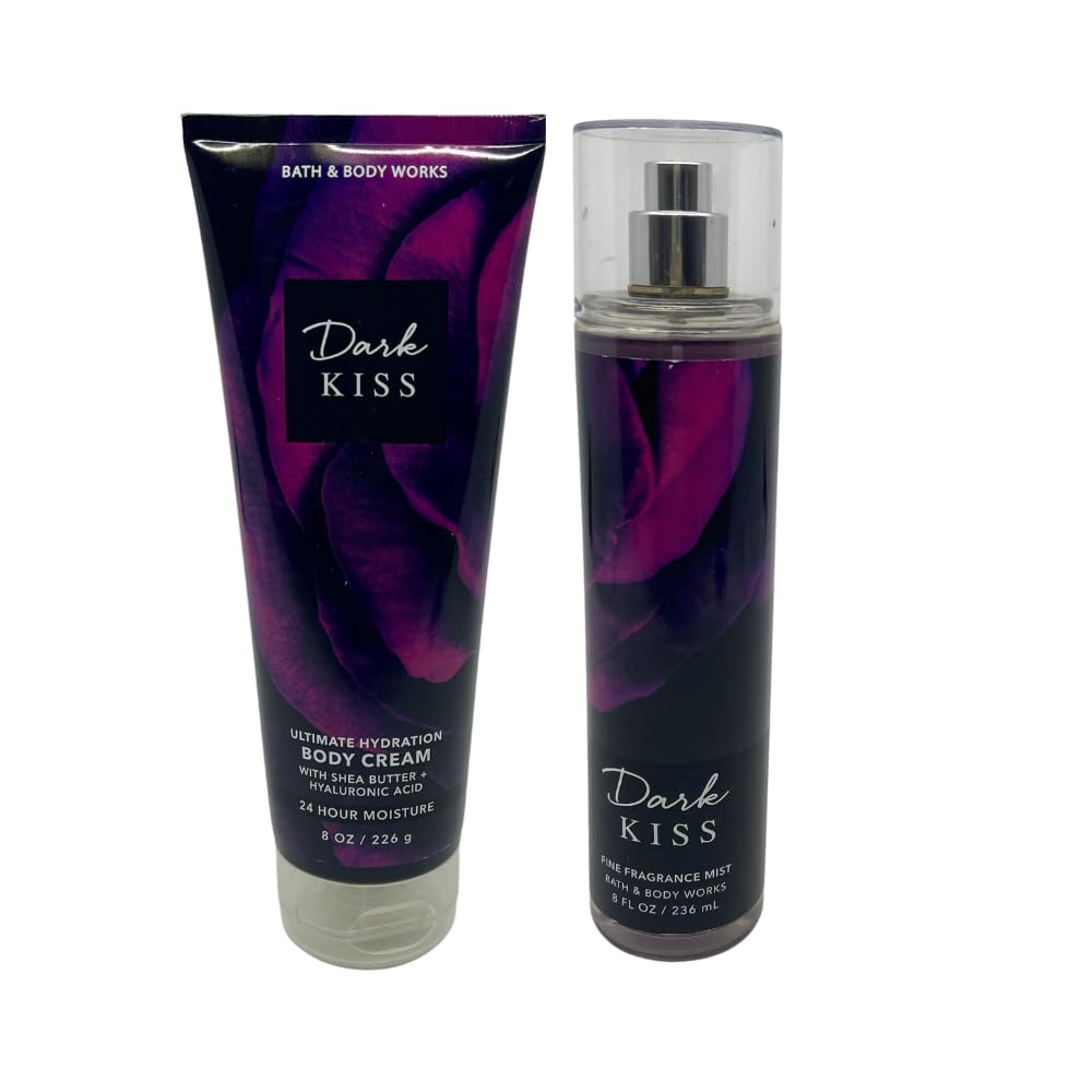 Bath & Body Works DARK KISS 2-piece Gift Set with a Red Bow for Holidays & Gifts - Fine Fragrance Mist & Ultimate Hydration Body Cream Beauty & Personal Care Bath & Body Works