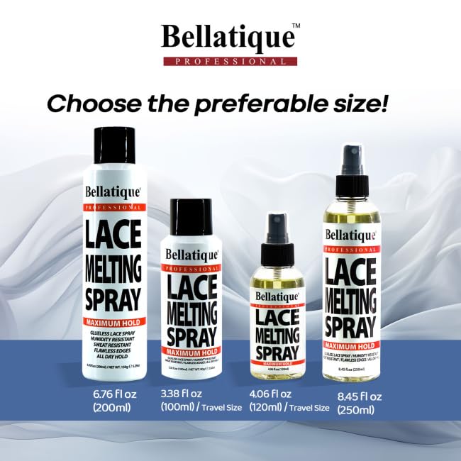 BELLATIQUE Lace Melting Spray (8.45 oz) - Maximum Hold. Flawless Edges, Quick & Easy, Fast Drying, Humidity Resistant, Sweat Resistant, All Day Hold Beauty & Personal Care BELLATIQUE