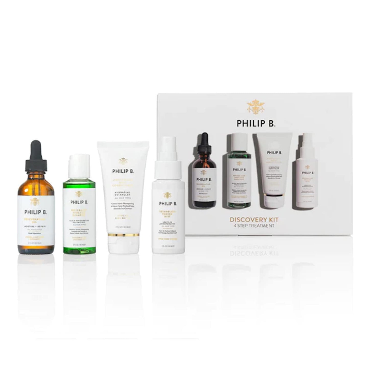 Philip B. 4 Step Discovery Kit - Includes Peppermint Avocado Shampoo, Rejuvenating Oil, Detangling Toning Mist & Lightweight Deep Conditioner, 2 fl oz Beauty & Personal Care PHILIP B
