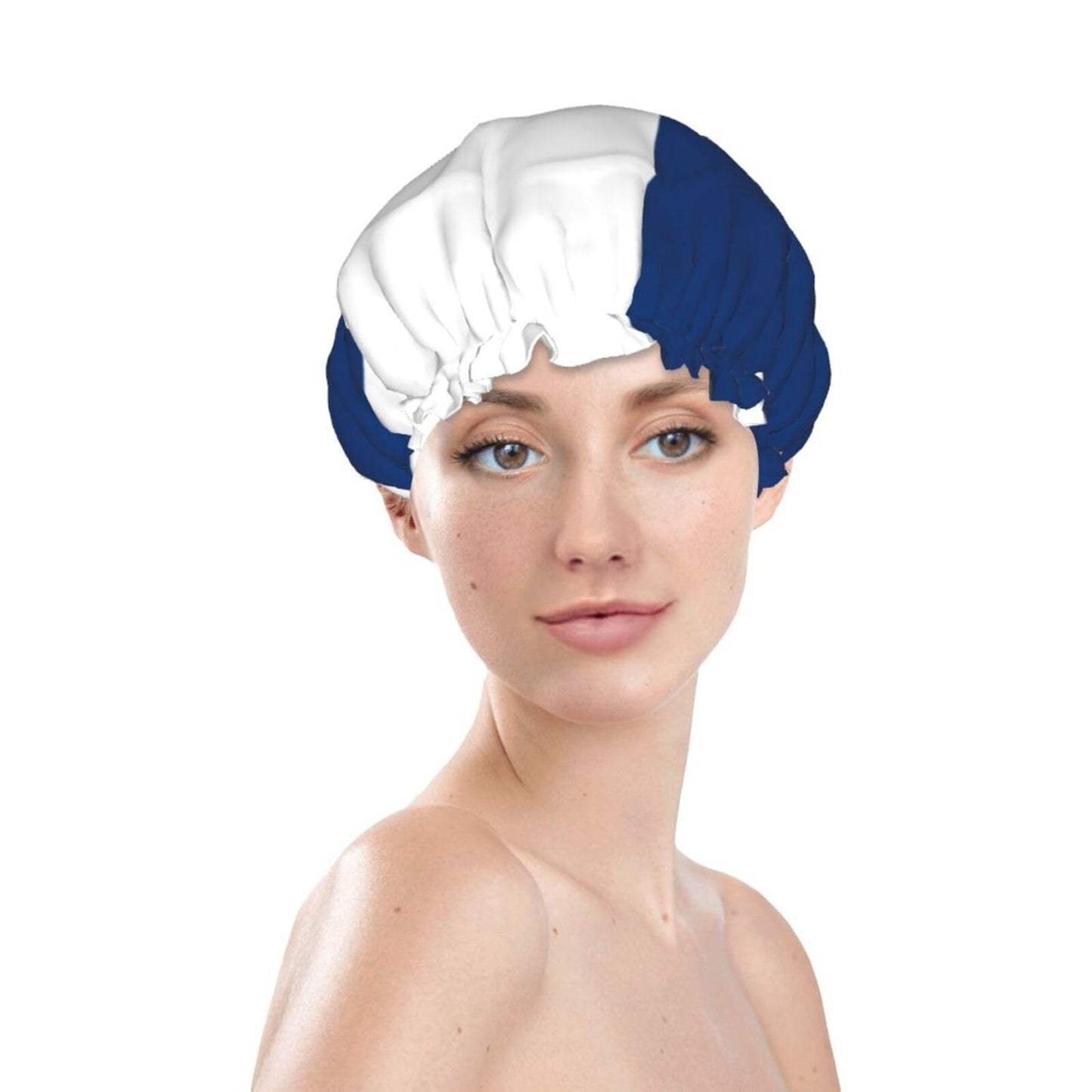 Finland Flag Prints Shower Cap Double Layer Lined Waterproof Bathing Shower Hat Beauty and Personal Care Hayyett