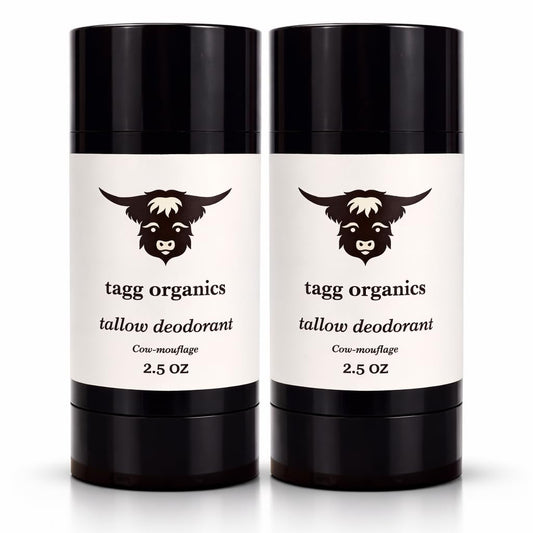 TAGG ORGANICS Unscented Grass-Fed Tallow Deodorant, Aluminum-Free with Vitamin K & Natural Odor Neutralizers (Cow-Mouflage, 2.5 oz, 2-Pack) Beauty and Personal Care TAGG ORGANICS