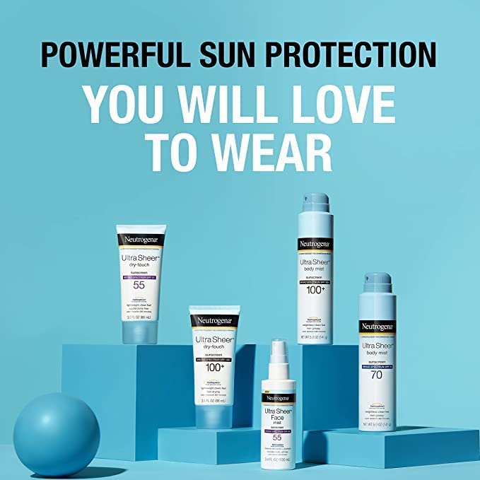 Neutrogena Ultra Sheer Dry-Touch Water Resistant and Non-Greasy Sunscreen Lotion with Broad Spectrum SPF 55, 3 fl. oz (Pack of 2) Beauty & Personal Care Neutrogena