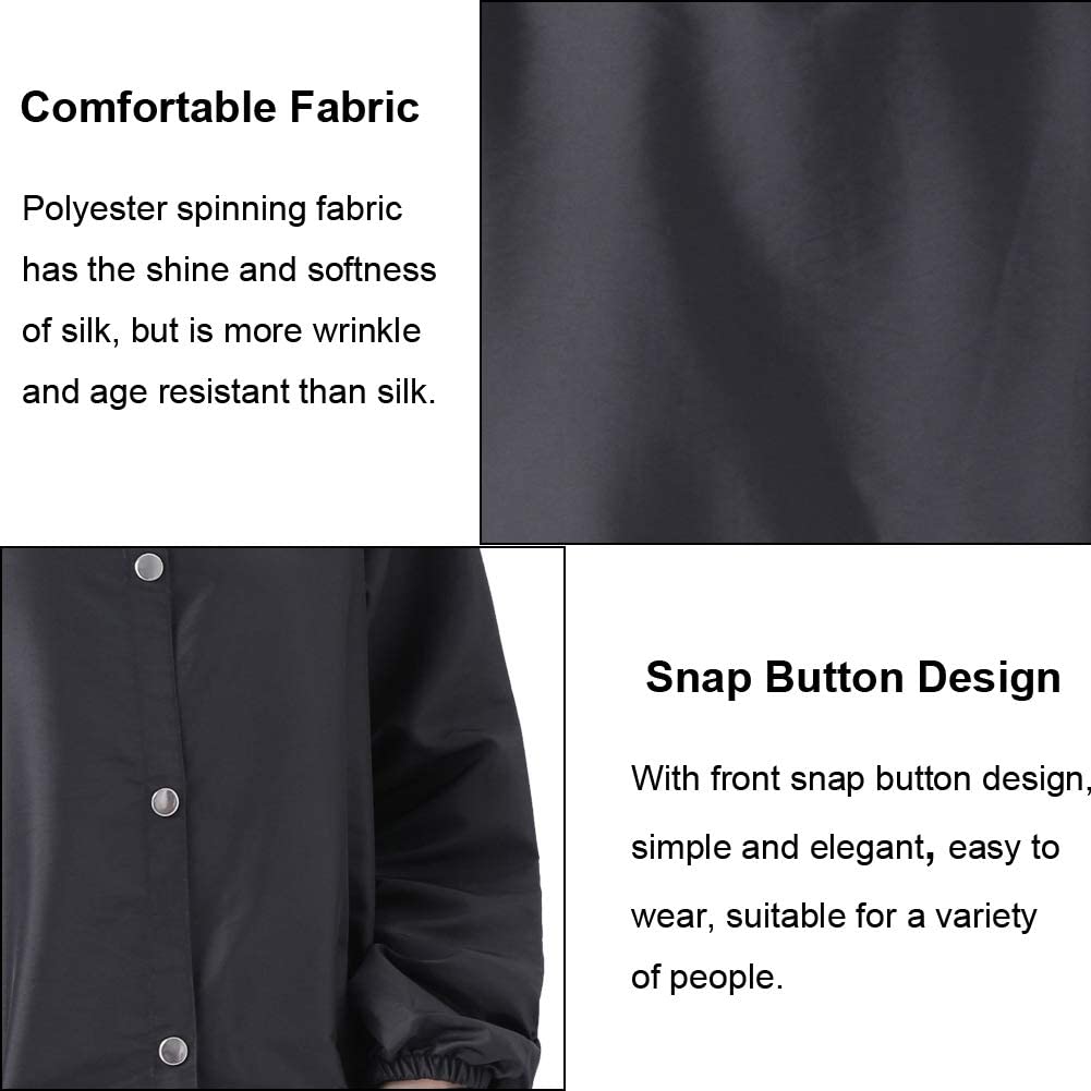 TILYIALA Professional Salon Smock Stylist Jacket Waterproof Hairdressing Cape Barber Apron Pet Grooming Workwear (Snap, Black, Medium) Beauty & Personal Care TILYIALA