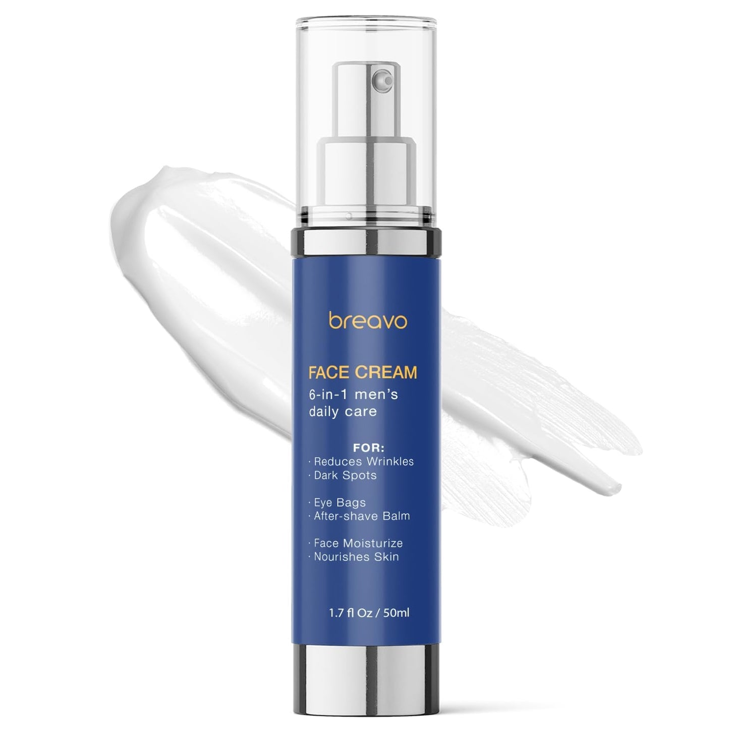 Breavo 6 in 1 Face Cream for Men: 6 in 1 Mens Face Moisturizer, Mens Face Cream Anti Aging - Eye Bags Treatment & Wrinkle Cream for Men 1.7 oz Beauty & Personal Care Breavo