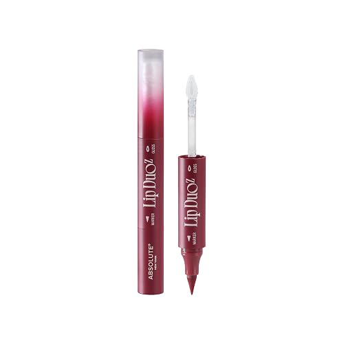 Absolute New York Lip DuoZ, 2 in 1 Lip Marker and Lip Gloss, High Shine, Water Resistant, Smudge Proof, Precision Felt Tip (Ruby Pearl) Beauty & Personal Care Absolute New York