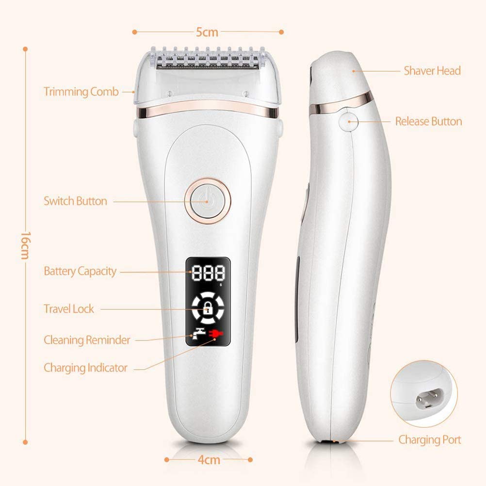 Electric for Women, Shaver Rechargeable Women's Electric Shaver with LED Display Body Hair Removal for Face Underarm Legs and Bikini Line Beauty and Personal Care Faruxue