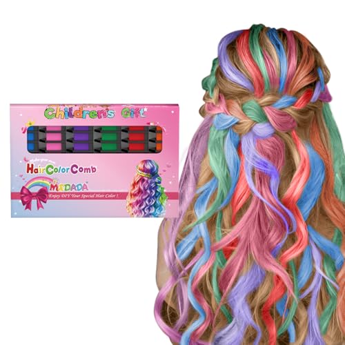 New Hair Chalk Comb Temporary Hair Color Dye for Girls Kids, Washable Hair Chalk for Girls Age 4 5 6 7 8 9 10-12 Birthday Christmas New Year Cosplay Beauty & Personal Care MSDADA