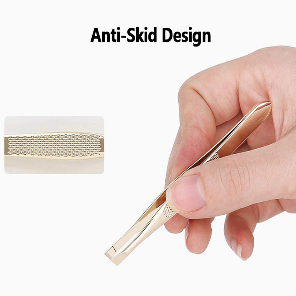 Tvoip 3Pcs Eyebrow Tweezer Golden Stainless Steel Slant/Flat Tip Curved Forceps Hair Removal Cosmetic Makeup Tool Kit Face Trimmer Beauty and Personal Care Tvoip