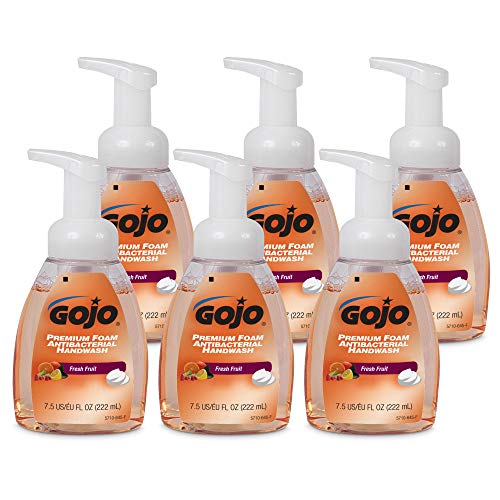 GOJO Premium Foam Antibacterial Handwash, Fresh Fruit Scent, 7.5 fl oz Hand Soap Pump Bottle (Pack of 6) - 5710-06, Translucent Apricot Beauty & Personal Care GOJO