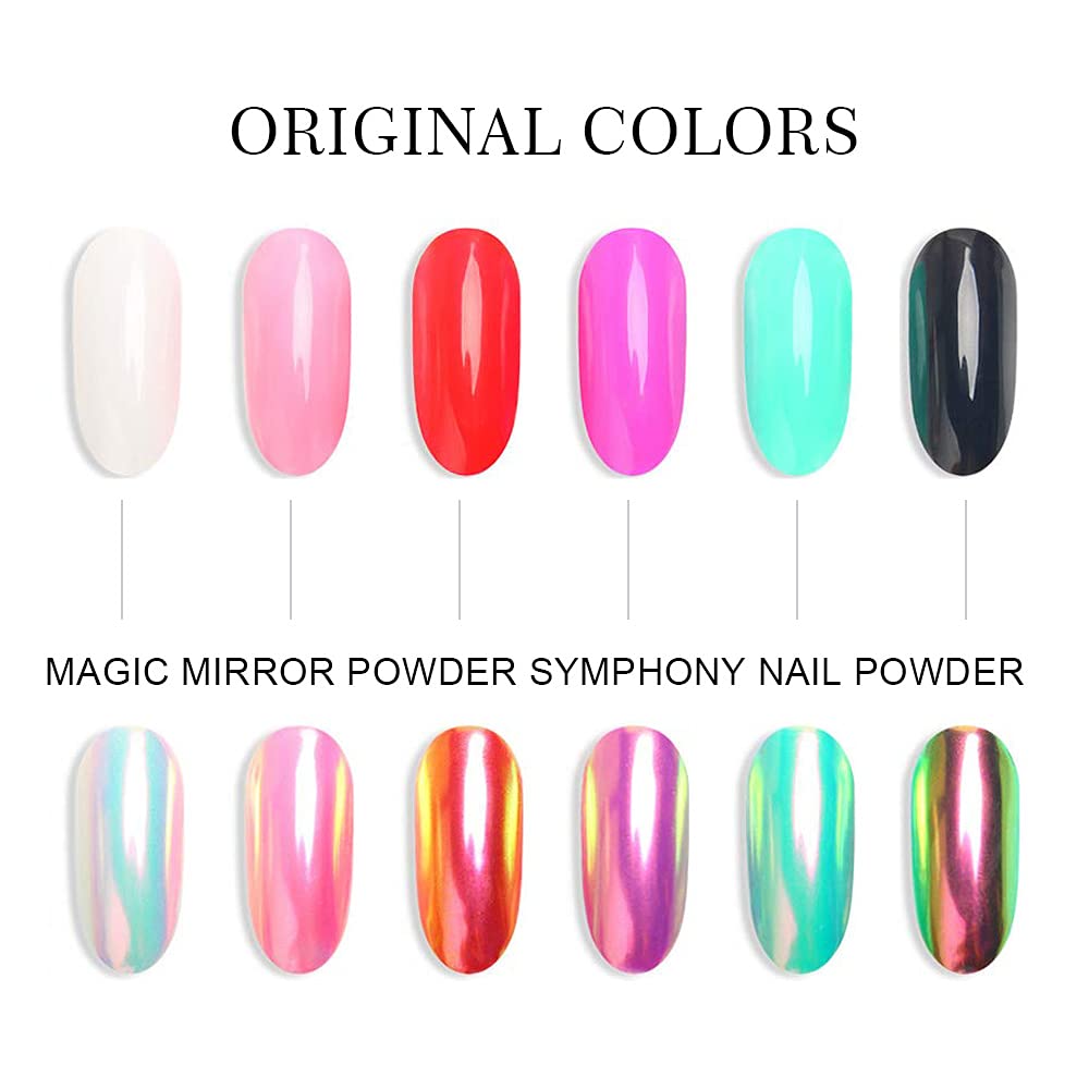 evpct 2Pcs Pearl White Mermaid Aurora Chrome Nail Powder Kit for Gel Nails Polish Rainbow Holographic Iridescent Chameleon Metallic Neon Nail Pigment Beauty & Personal Care evpct