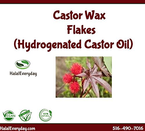 Castor Wax - Hydrogenated Castor Oil - Great Thickening Agent for lotions and Creams, Lip balms, Body Creams, Hair Care Products, Eye Makeup.1lb/16oz Beauty & Personal Care HalalEveryDay
