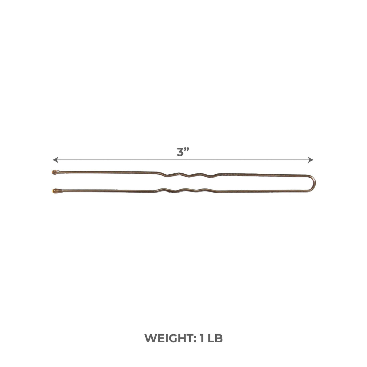 ForPro Hair Pins, 1lb/320ct, 3"L, Brown, Ball-Tipped, Crimped, Non-Damaging