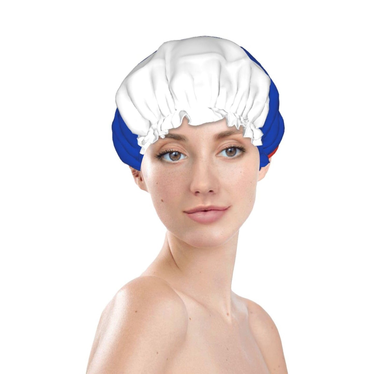 Russia Flag Prints Shower Cap Double Layer Lined Waterproof Bathing Shower Hat Beauty and Personal Care Hayyett