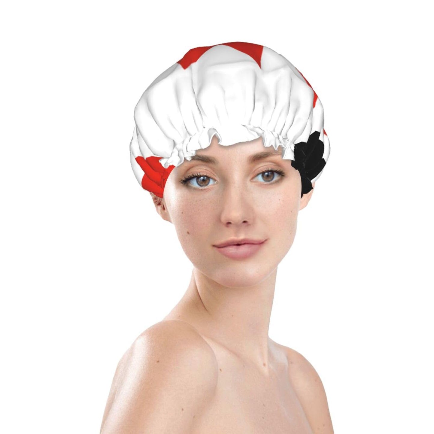 Udmurtia Flag Prints Shower Cap Double Layer Lined Waterproof Bathing Shower Hat Beauty and Personal Care Hayyett