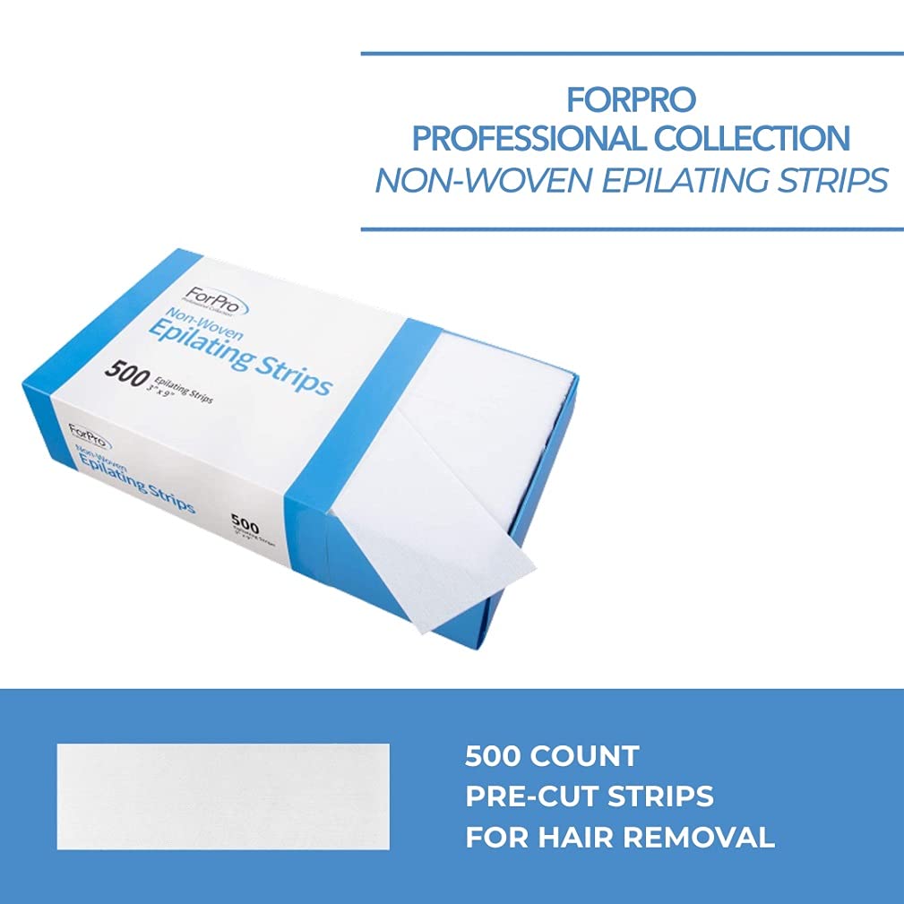 ForPro Professional Collection Non-Woven Epilating Strips, White, Tear-Resistant, Pre-Cut Strips For Hair Removal, 3" W x 9" L, 500-Count Beauty & Personal Care ForPro Professional Collection