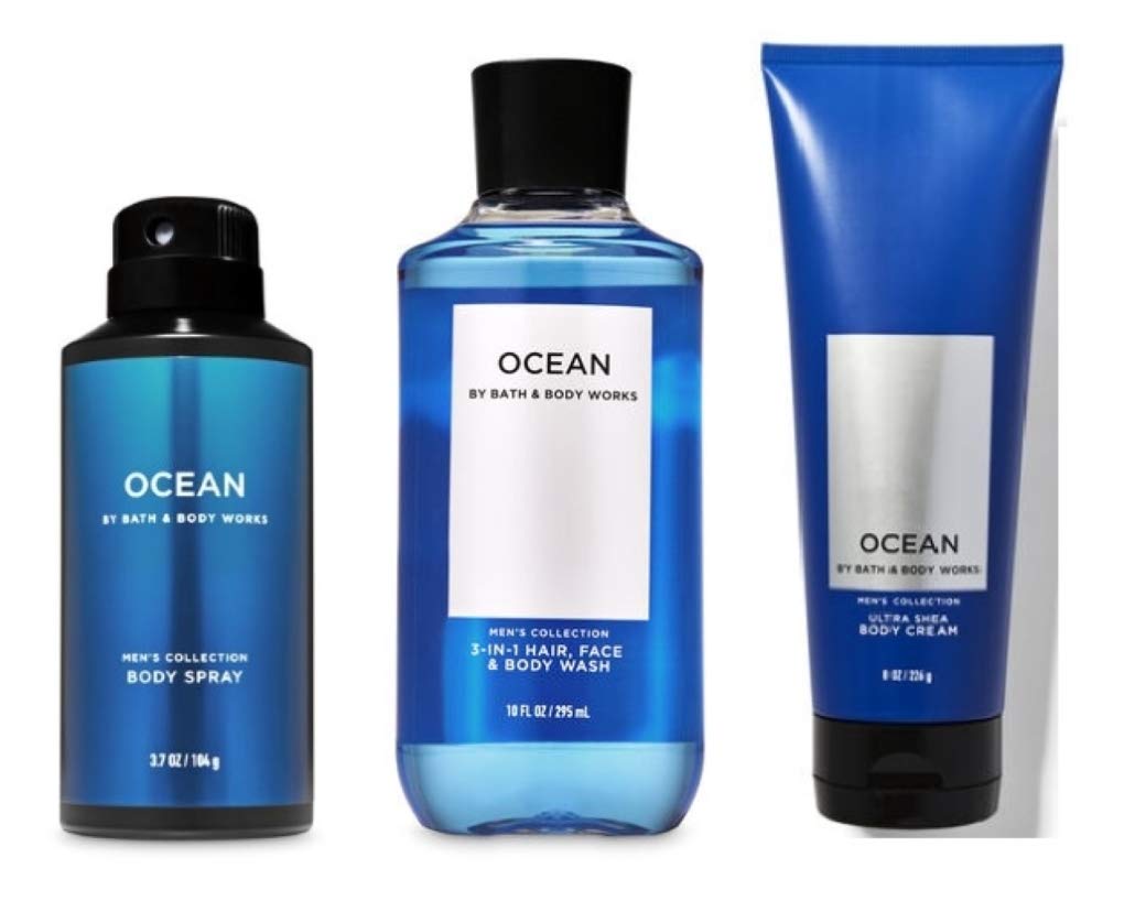 Bath and Body Works - Ocean - For Men - 3 pc Bundle - (2020 Edition) Beauty & Personal Care Bath & Body Works