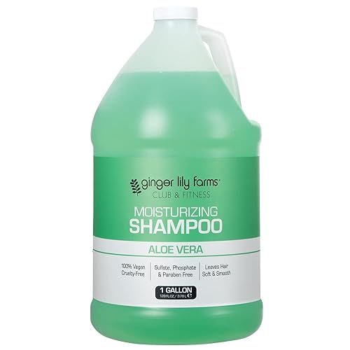 Ginger Lily Farms Club & Fitness Moisturizing Shampoo for All Hair Types, 100% Vegan & Cruelty-Free, Aloe Vera Scent, 1 Gallon (128 fl oz) Refill Beauty & Personal Care Ginger Lily Farms