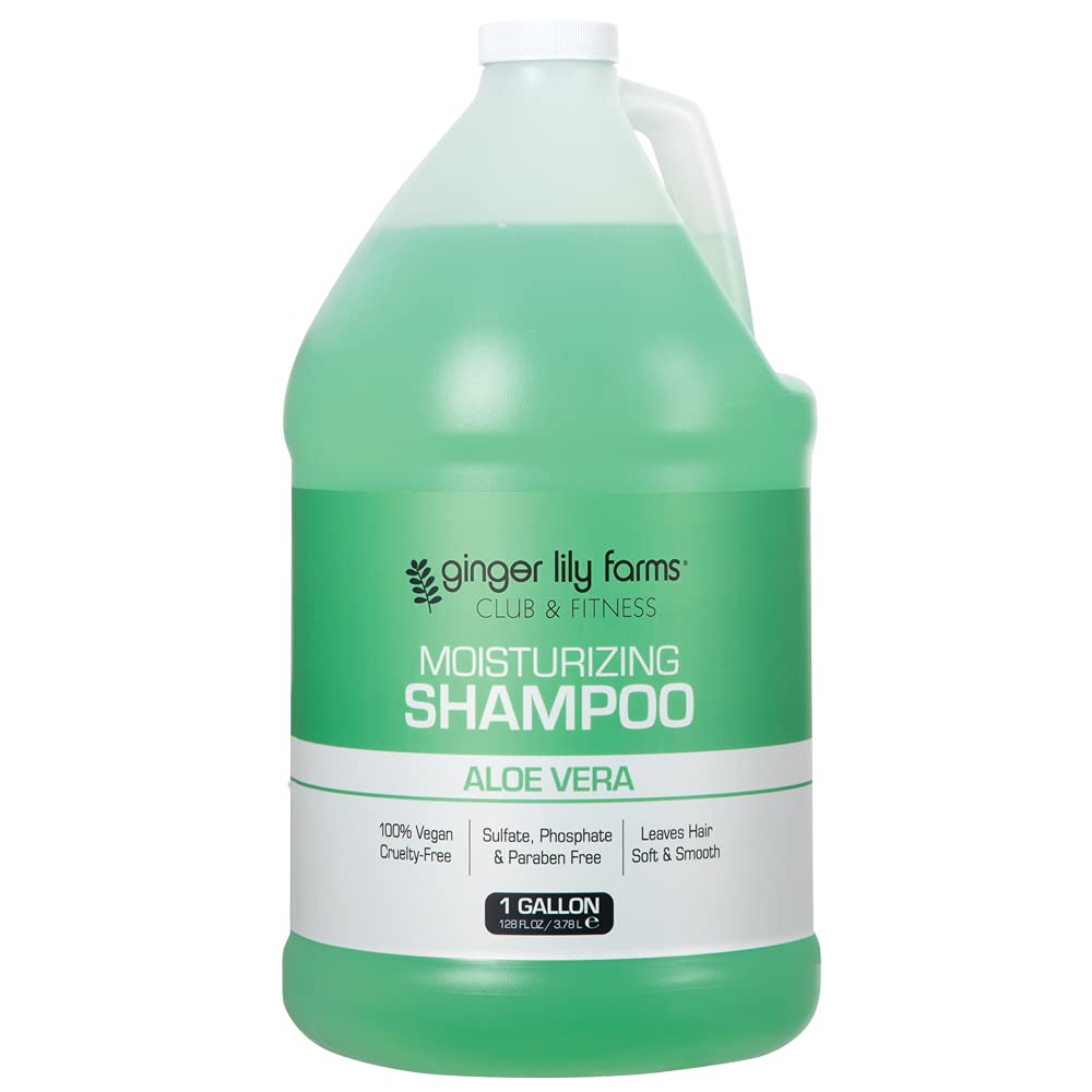 Ginger Lily Farms Club & Fitness Moisturizing Shampoo for All Hair Types, 100% Vegan & Cruelty-Free, Aloe Vera Scent, 1 Gallon (128 fl oz) Refill Beauty & Personal Care Ginger Lily Farms