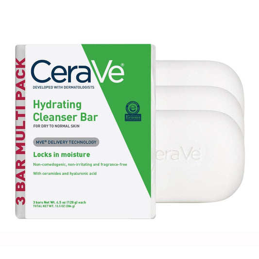 CeraVe Hydrating Cleanser Bar | Soap-Free Body and Facial Cleanser with 5% Moisturizing Cream | 3-Pack, 4.5 Ounce Each Beauty & Personal Care CeraVe