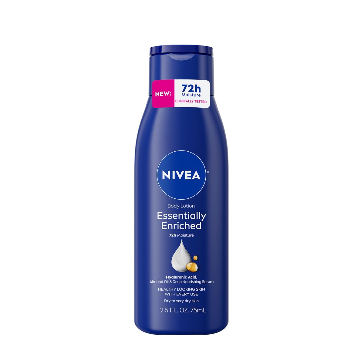 NIVEA Essentially Enriched Body Lotion for Very Dry Skin with Hyaluronic Acid, Almond Oil and Deep Nourishing Serum, 72-Hour Body Moisturizer, 2.5 Fl Beauty & Personal Care NIVEA