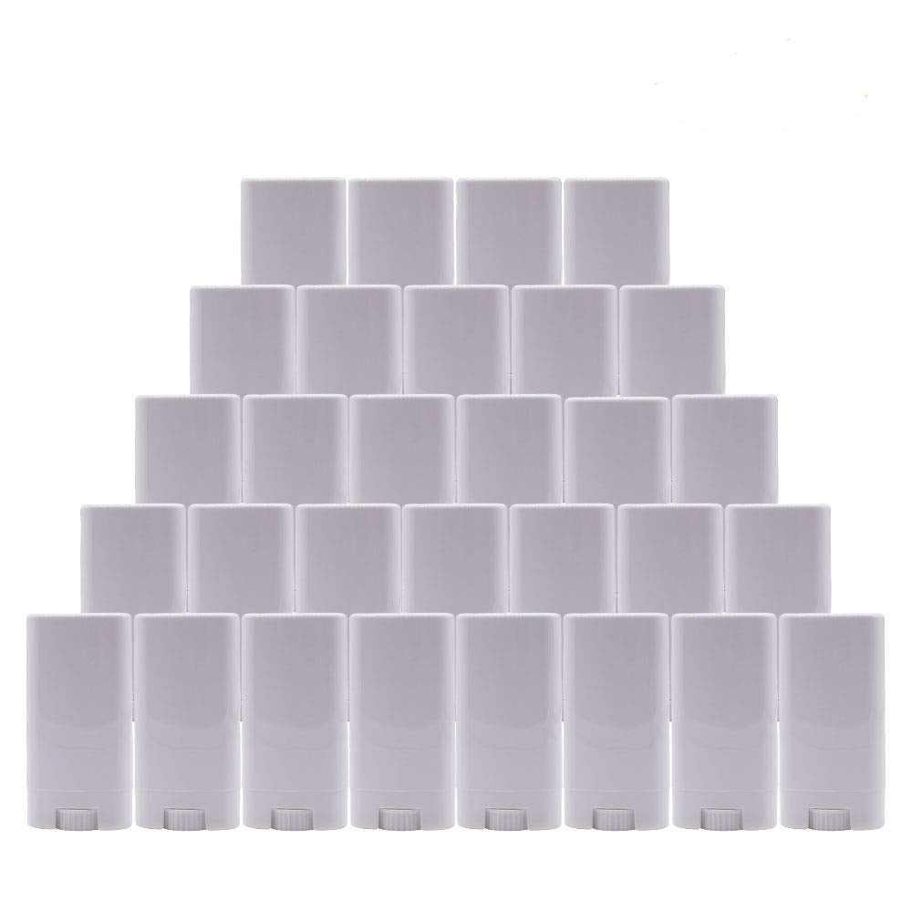 Healthcom 15ml White Plastic Deodorant Containers 0.5 Oz New Empty Oval Lip Balm Tubes for Lipstick Crayon Chapstick DIY Make Your Own Deodorant Beauty and Personal Care Healthcom