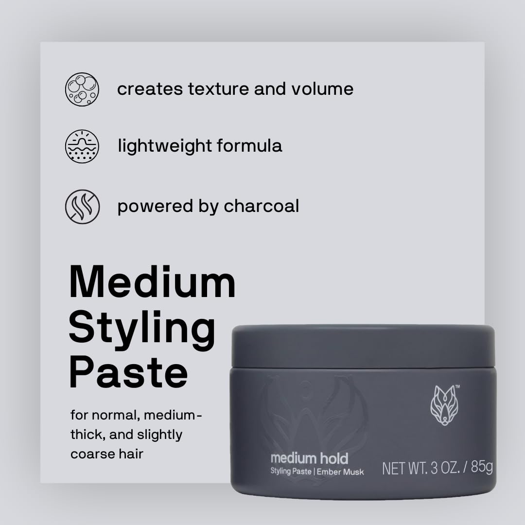 Black Wolf Hair Styling Paste for Men, Medium Hold - Water Based Hair Styling Product for All Hair Styles & Types - Barber Grade Non-Greasy Beauty & Personal Care Black Wolf