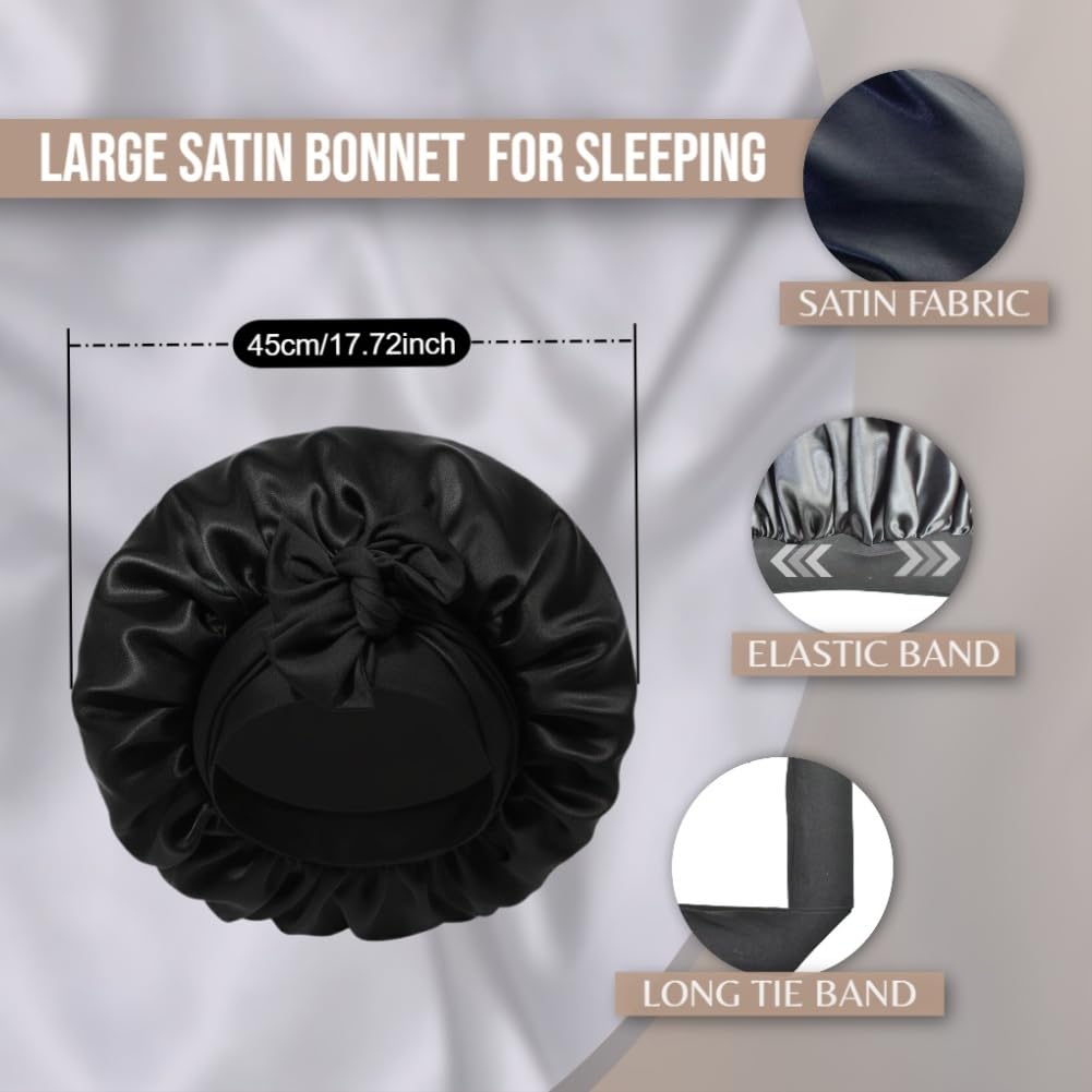 Satin Bonnets for Sleeping Women Braids Long Hair Cover Silk Hair Bonnet Night Caps XL Large Satin Sleep Cap with Tie Beauty & Personal Care COCOSILK
