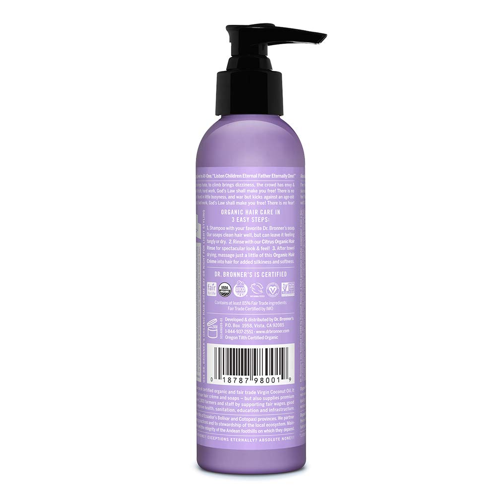 Dr. Bronner's - Organic Hair Creme (Lavender Coconut, 6 Ounce) Beauty & Personal Care Dr. Bronner's