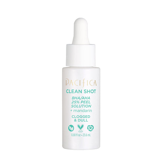 Face Serum by Pacifica - Clean Shot AHA-BHA 25% Peel Solution with Glycolic & Salicylic Acid - Exfoliating Facial Peel with Willow Bark, Turmeric Beauty & Personal Care Pacifica
