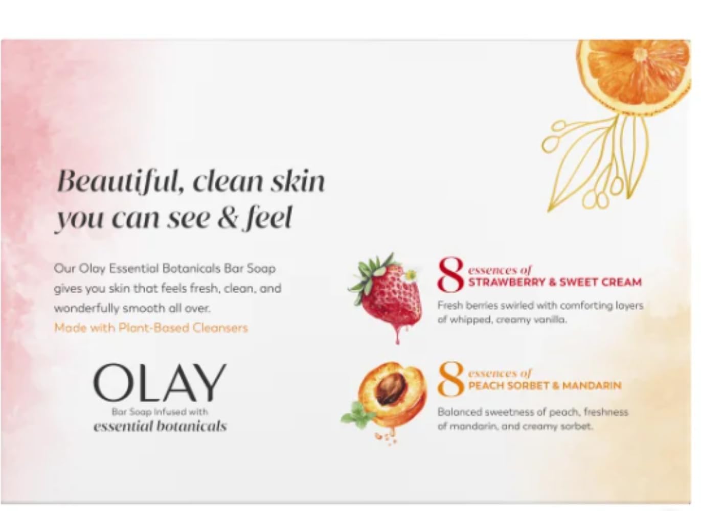 Olay Botanical Bliss Bar Soap - 16 Pack (3.75 oz each) | Infused with Strawberry & Sweet Cream, Peach Sorbet & Mandarin Beauty & Personal Care Olay