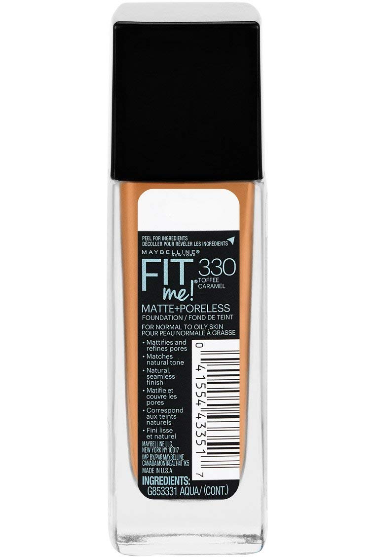Myb Fitme 330 Mp Fndtn To Size 1z Maybelline Fit Me Matte+poreless Foundation Toffee 330 1 Fl Oz Beauty & Personal Care MAYBELLINE